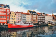 Colourful houses at the canal side in Copenhagen 