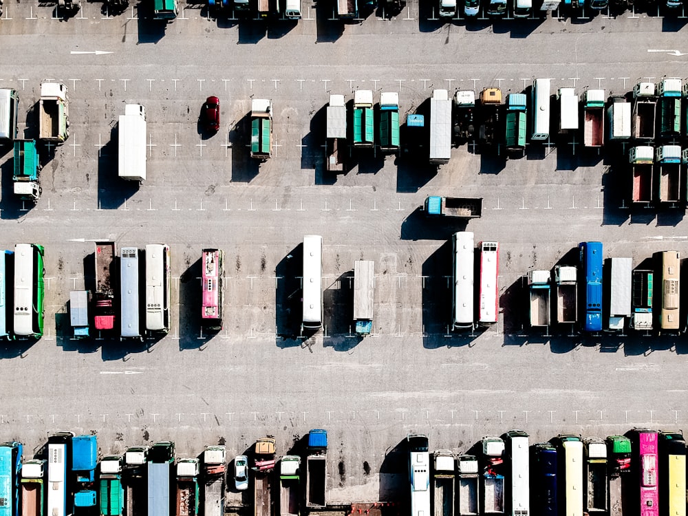 aerial photo of parking lot during daytime