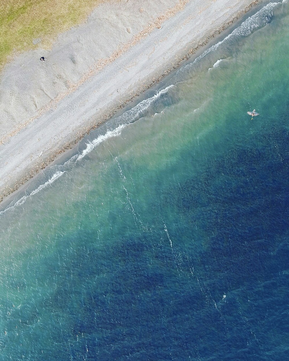 an aerial view of a body of water