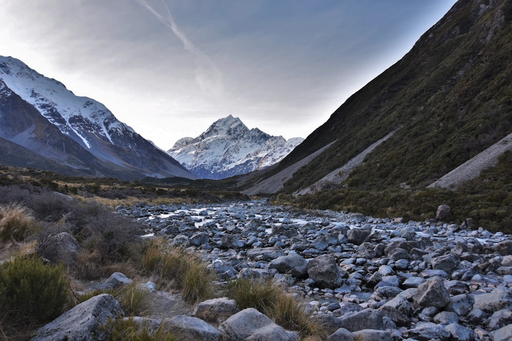 spring river between mountain