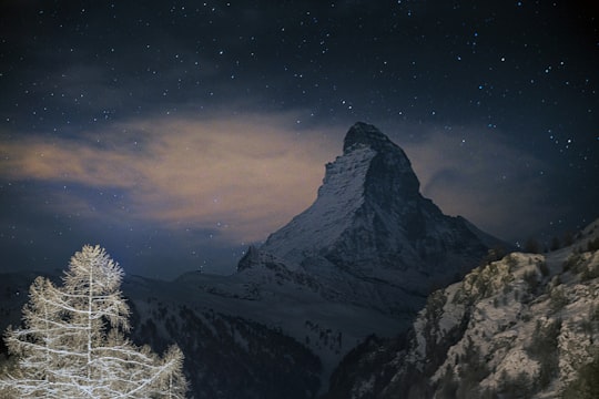 snow covered mountain painting in Old Town, View of Matterhorn Switzerland