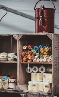 yarns on shelf