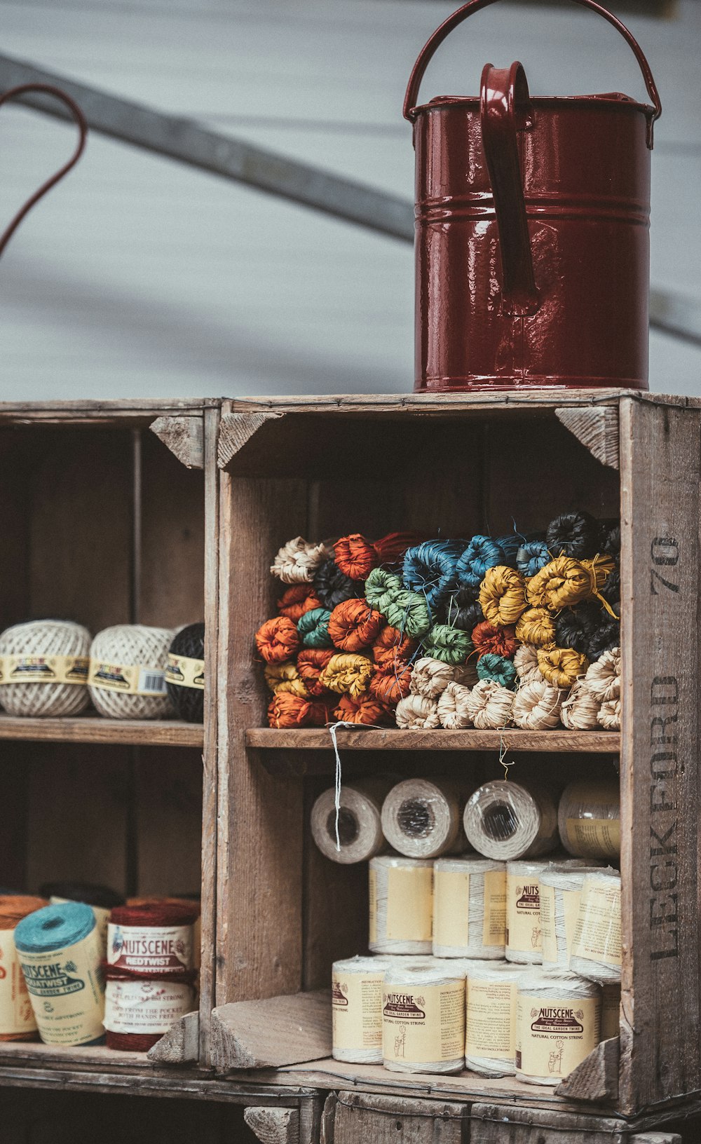 yarns on shelf