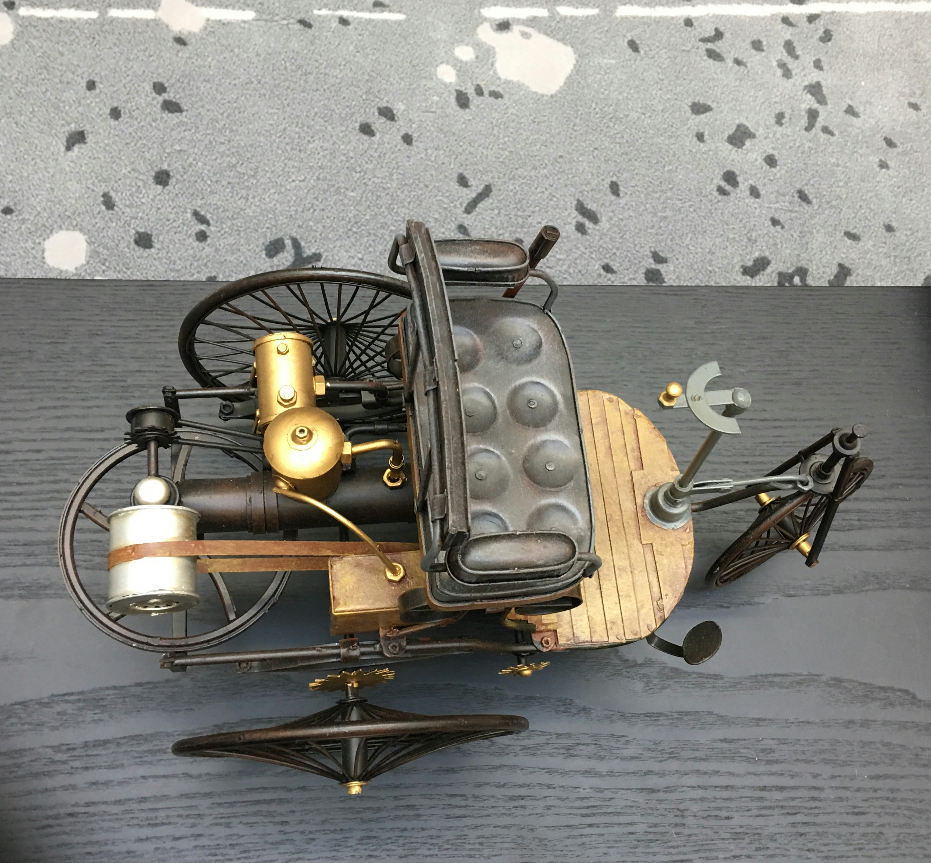 Historical representation of early automotive manufacturing and innovation