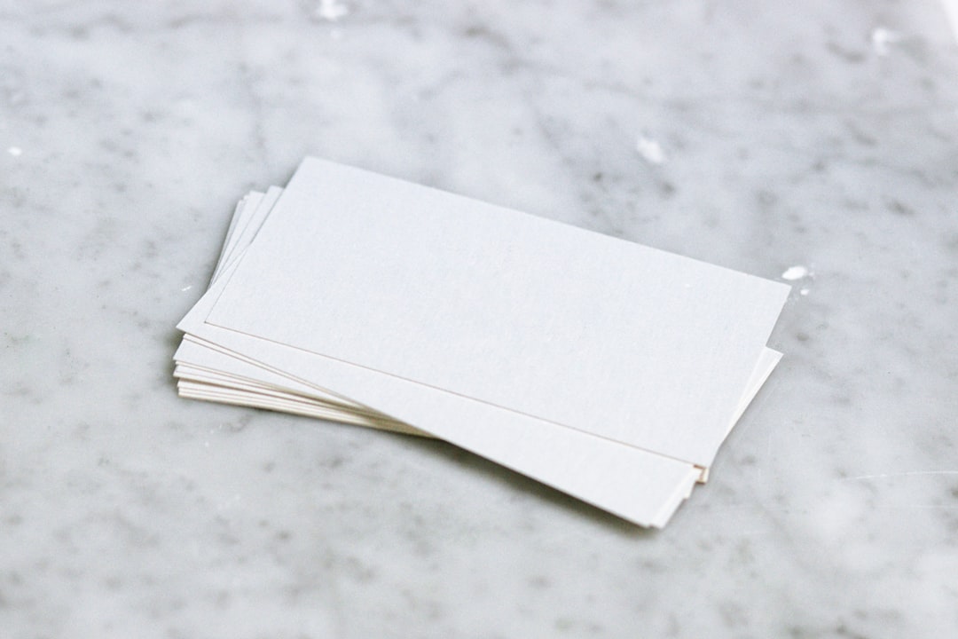 white printer paper, Business cards on marble table