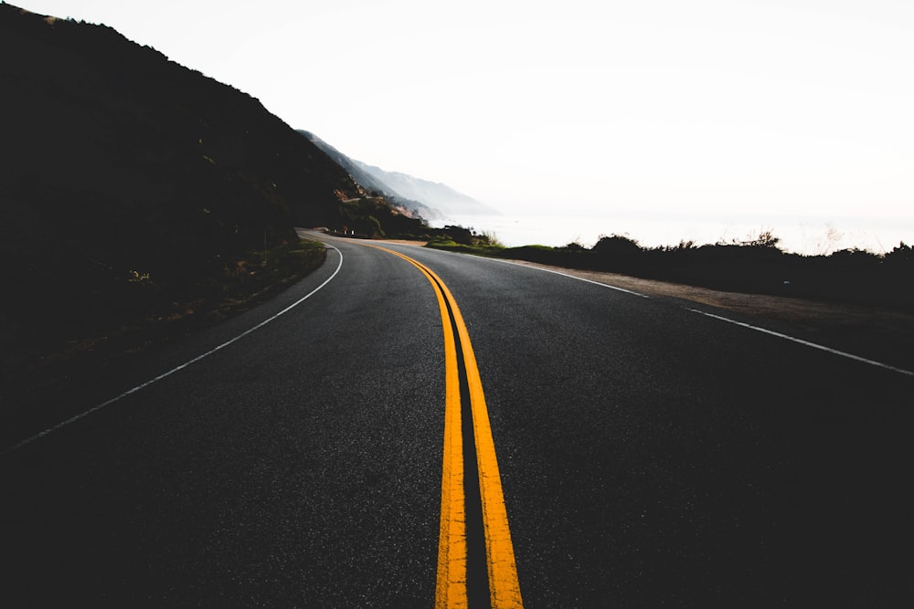 road between green bushes during daytime