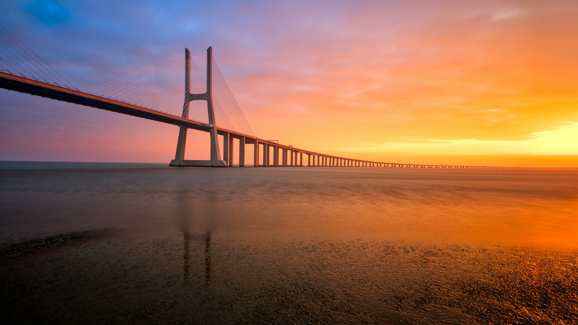 bridge scenery during sunset