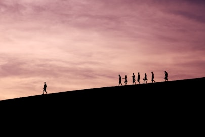 silhouette of people on hill