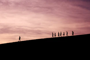 silhouette of people on hill