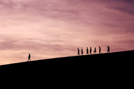 silhouette of people on hill