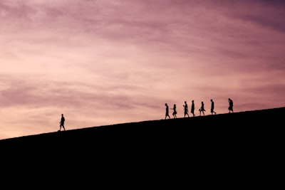 silhouette of people on hill