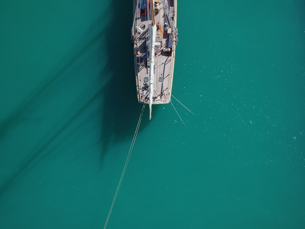 aerial view of ship