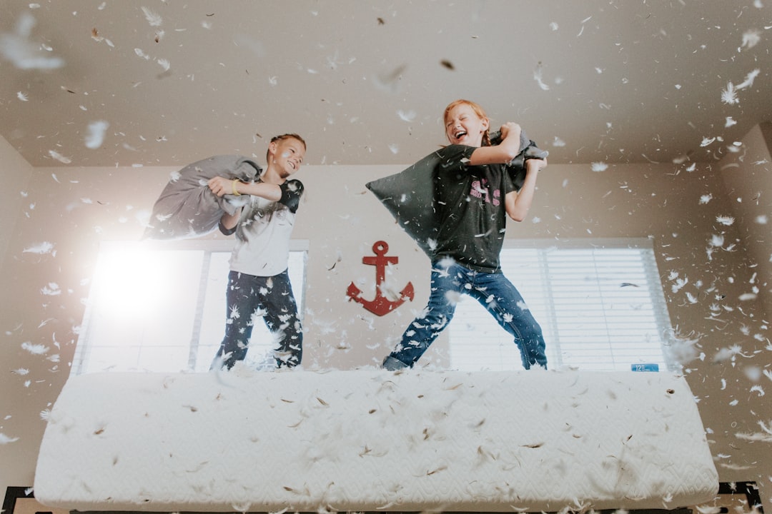 two toddler pillow fighting, Sunday Morning Pillow Fight