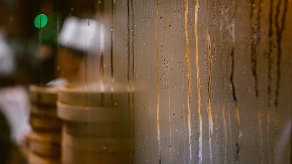 a blurry photo of rain on a window