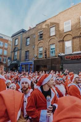 Families and runners dressed in festive costumes at the Coalville Santa Run.