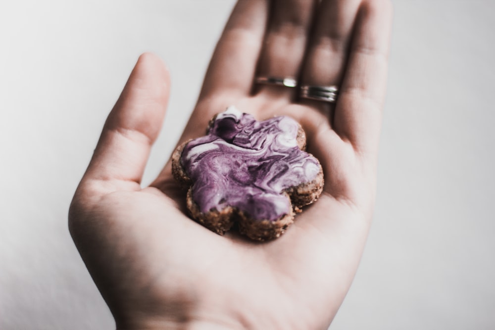 person holding baked cookie