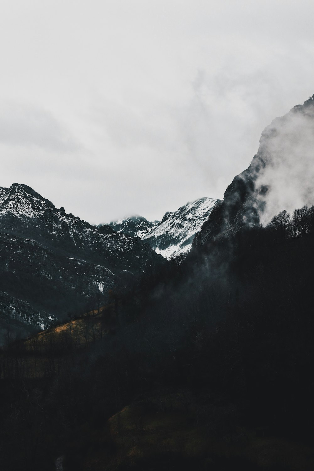 snow covered mountains