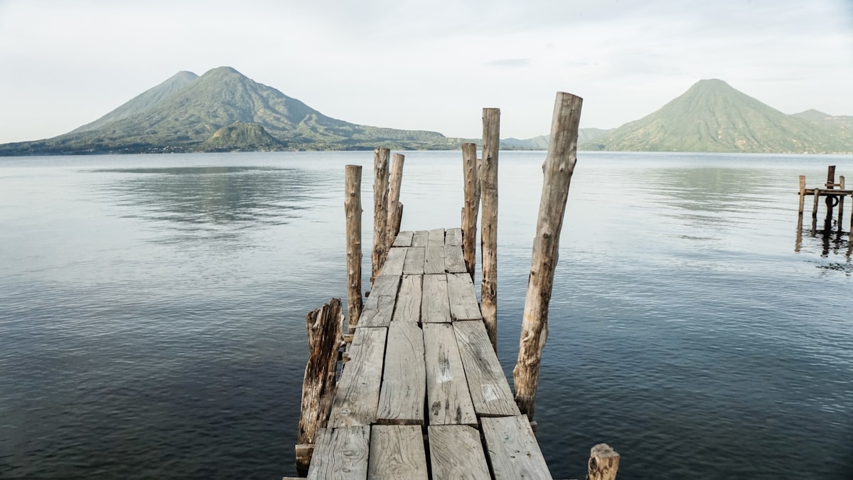 San Pedro La Laguna lakefront beneath San Pedro Volcano