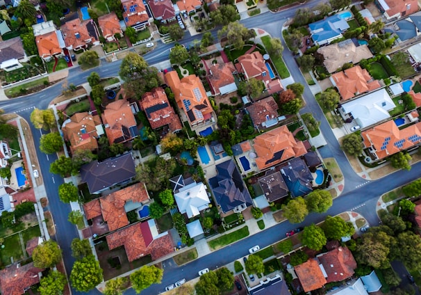 top view photo of houses