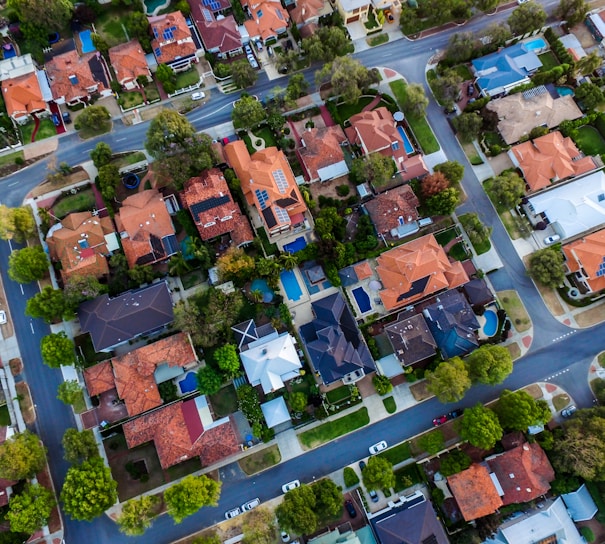 top view photo of houses