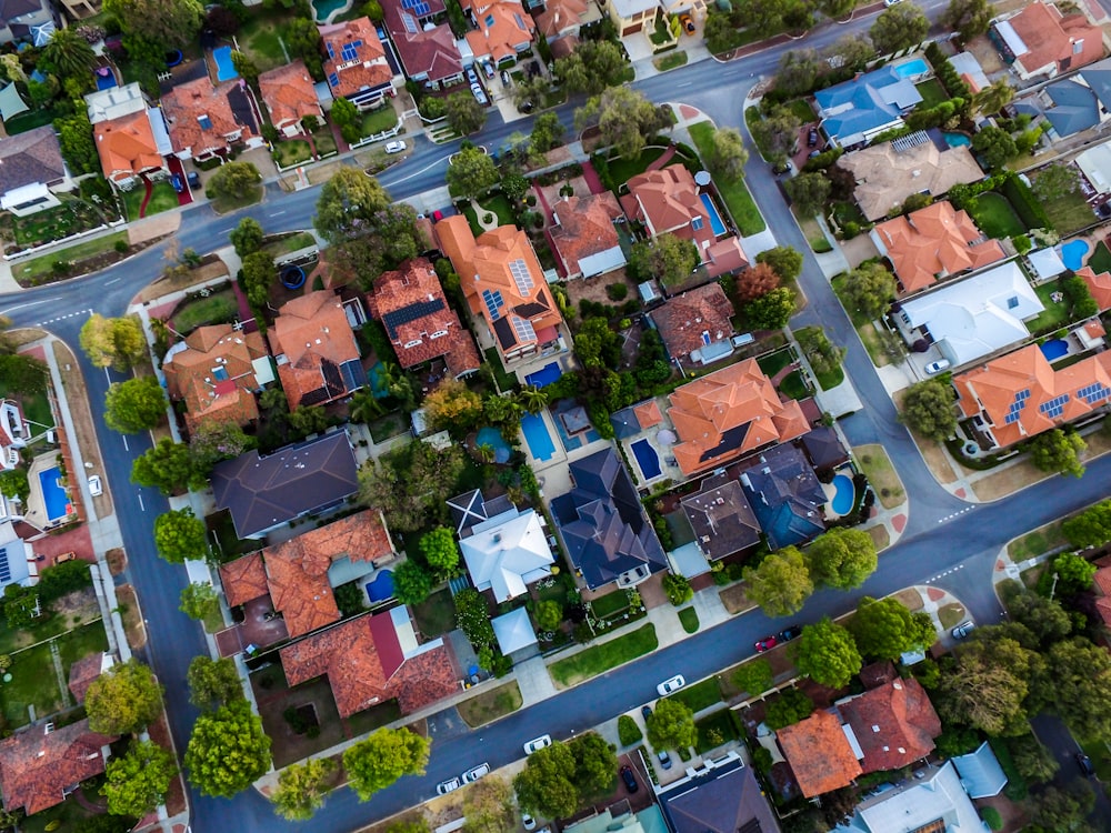 top view photo of houses