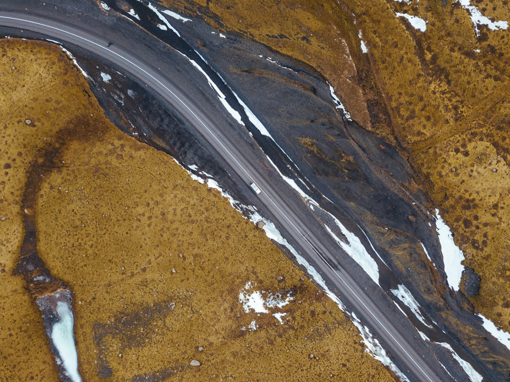 aerial photography of asphalt road