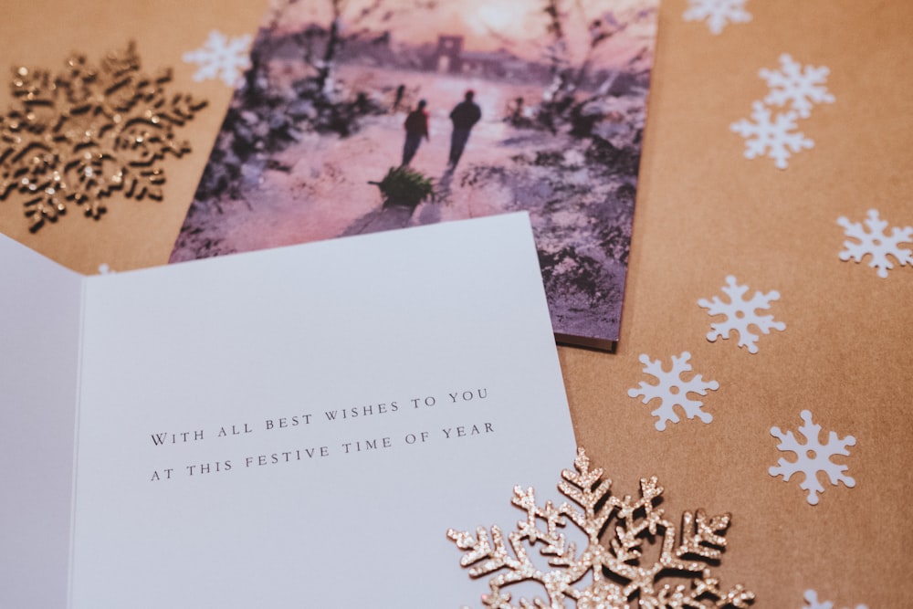 white greeting card