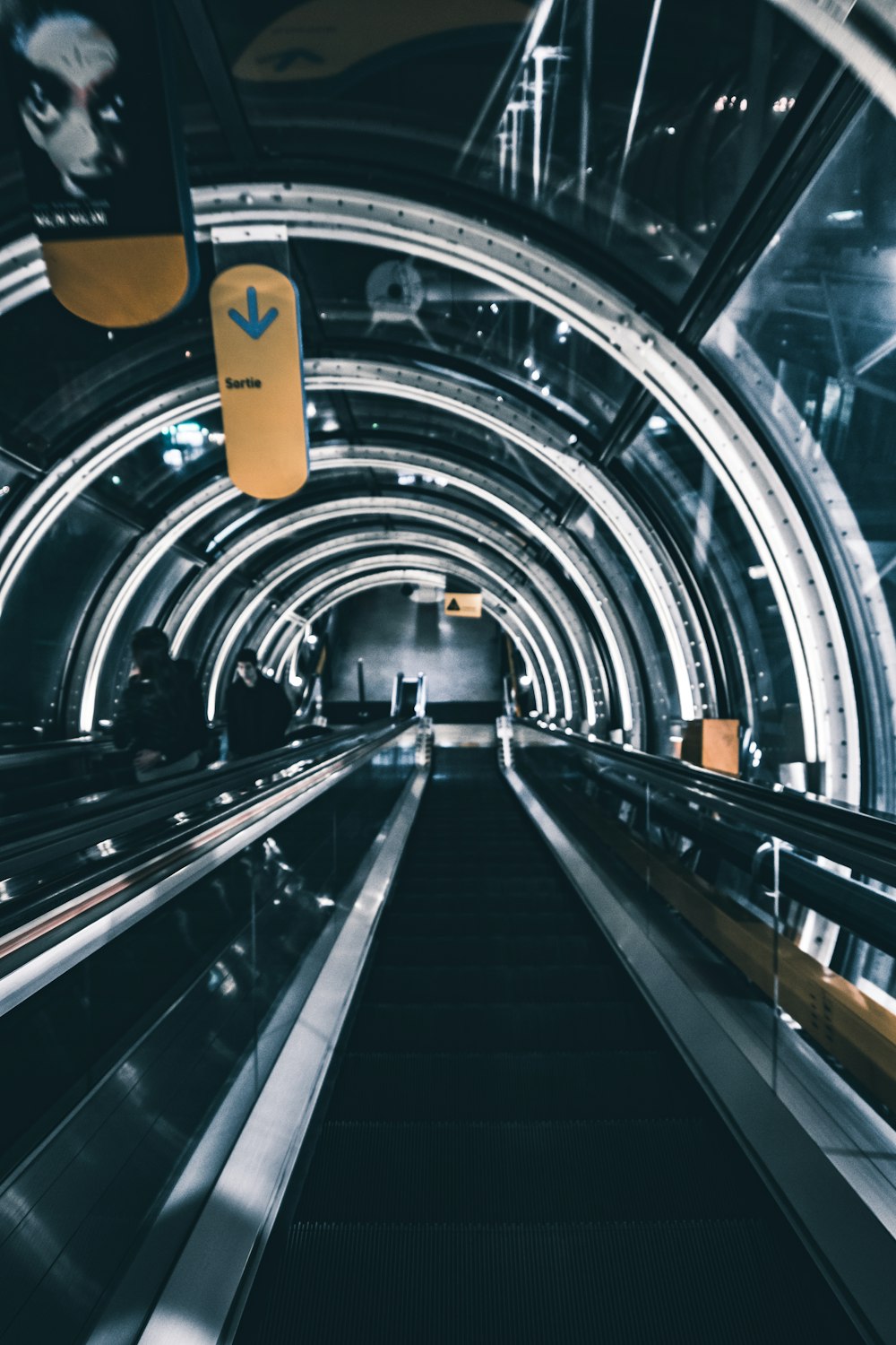 photography of interior escalator building