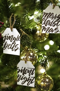 yellow string lights on Christmas tree