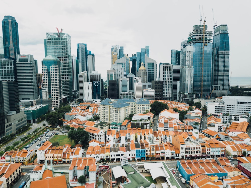 aerial view of skyscrapers