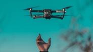 tilt shift lens photo of mini drone