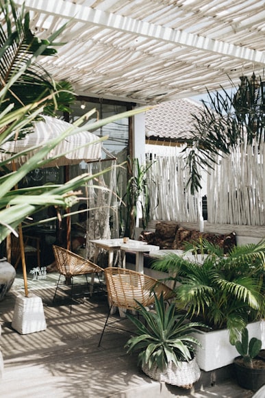 House with a sitting area by the garden