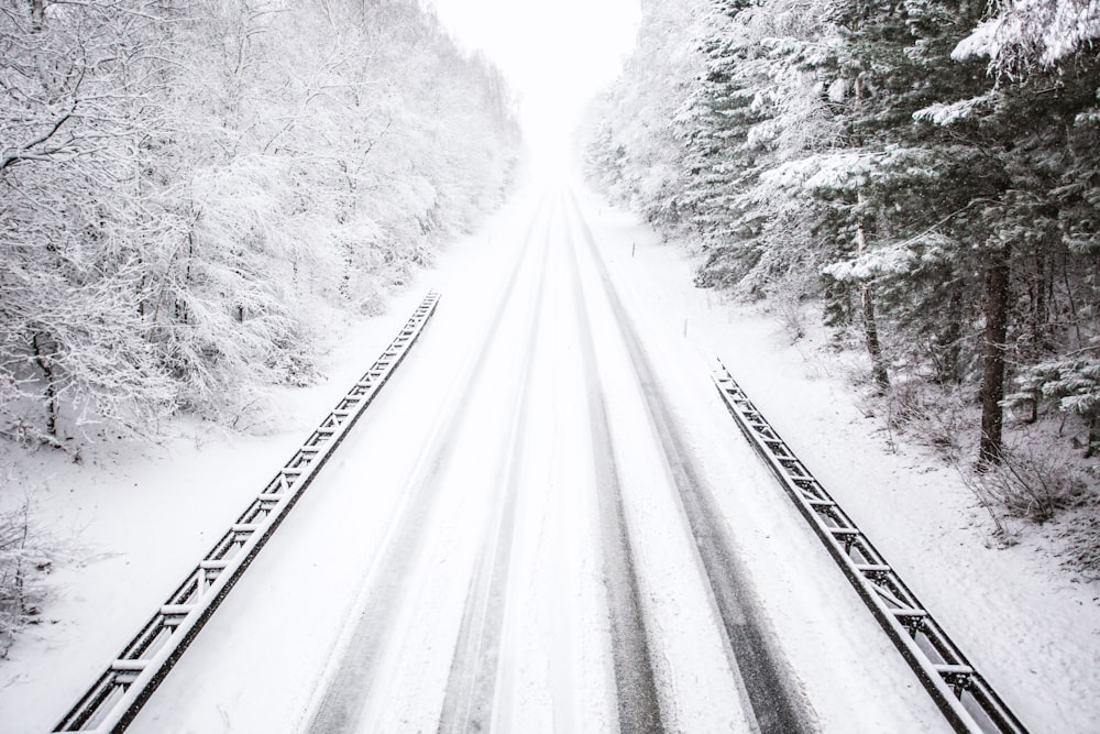 snow trail during daytime