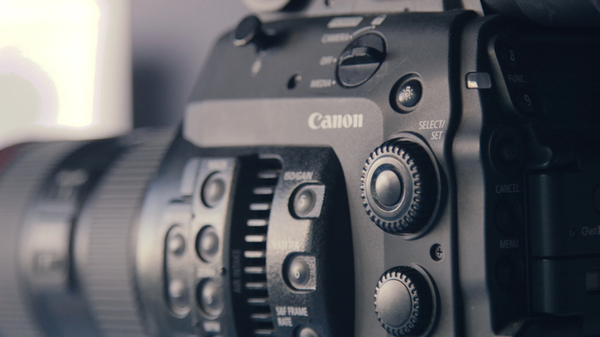 Close-up of a video camera