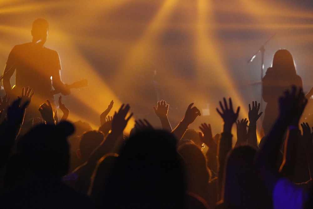 persone che alzano le mani al concerto