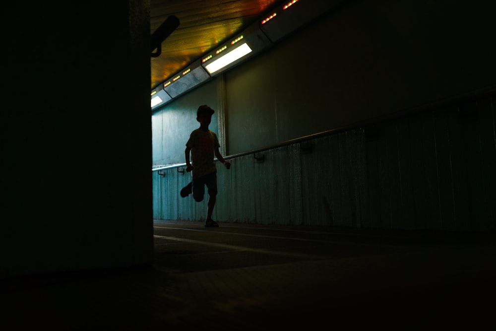 boy running in hallway