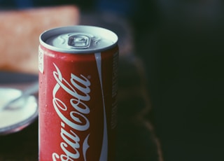 closeup photo of Coca-Cola tin can