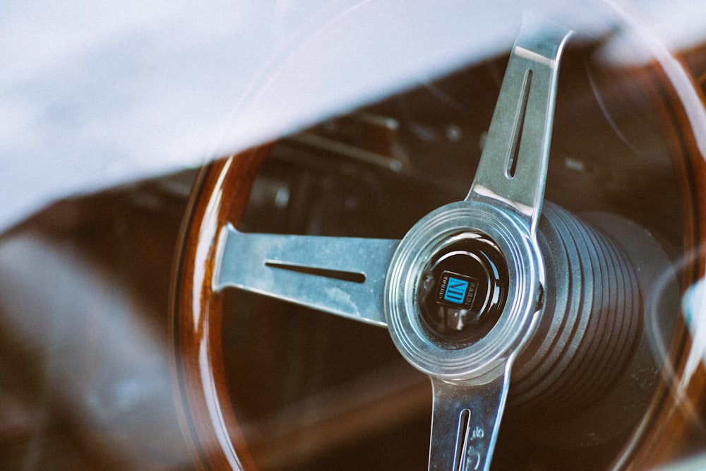 brown and gray car steering wheel