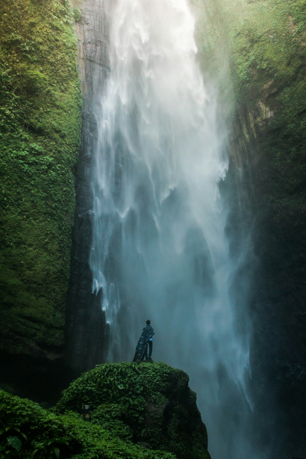 waterfalls between mountain