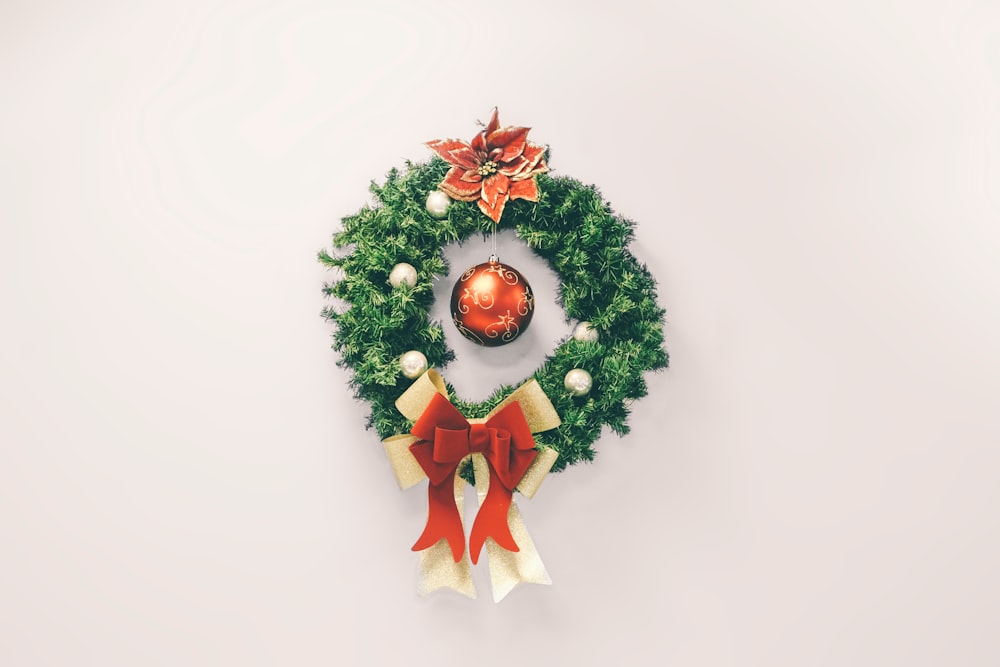 green and red Christmas wreath