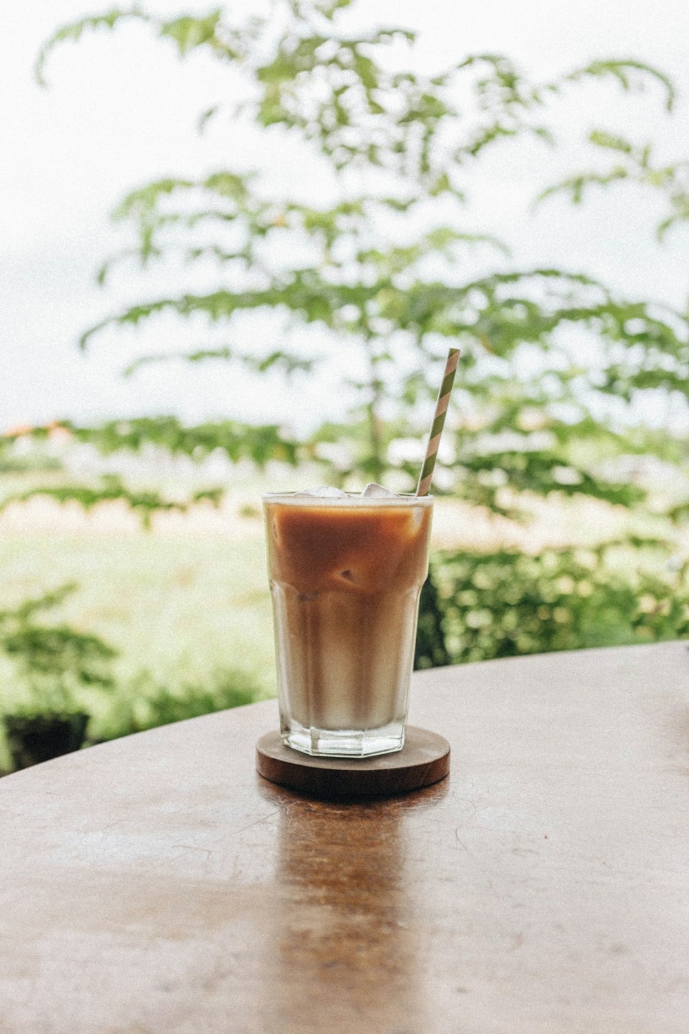 clear drinking glass with shake