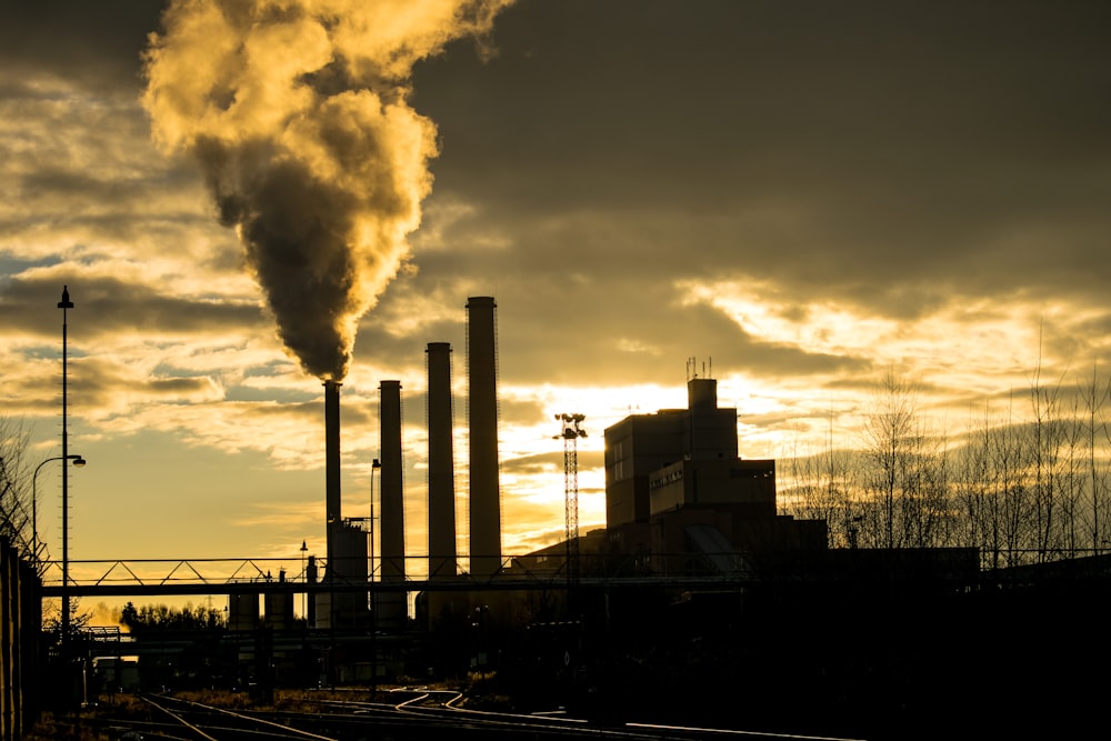 silhouette of power plant