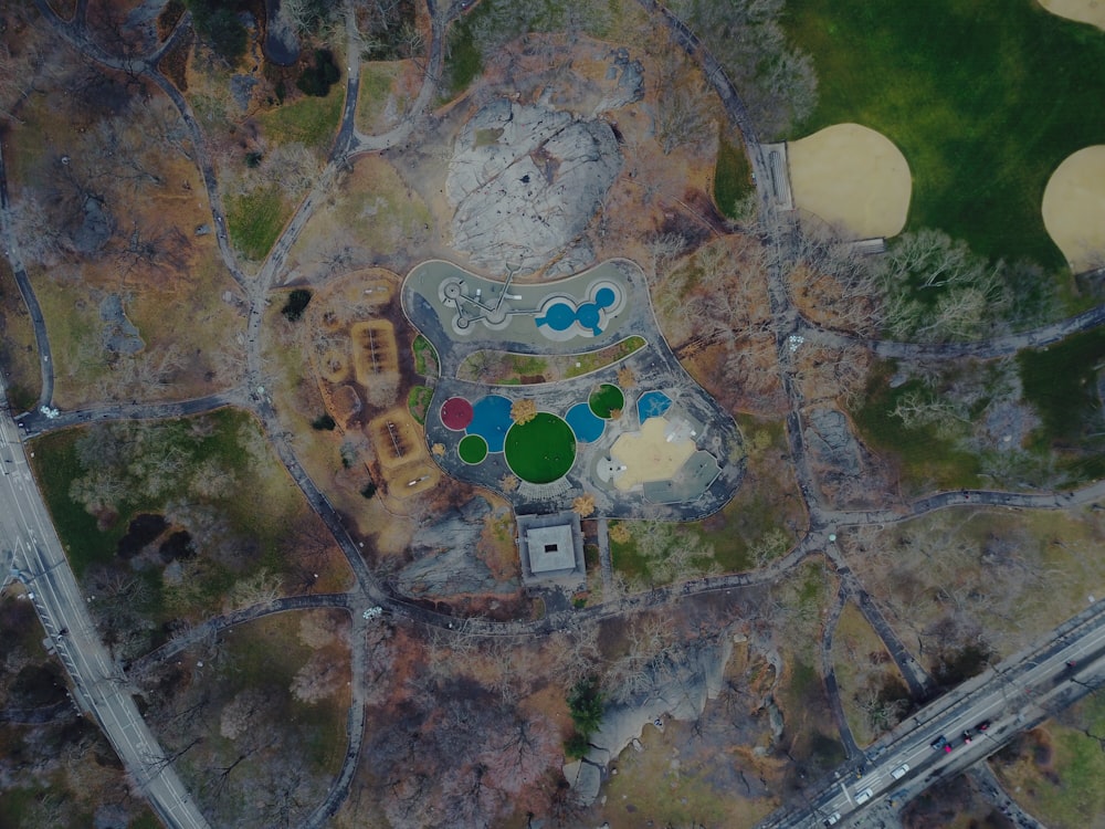 aerial view of swimming pools