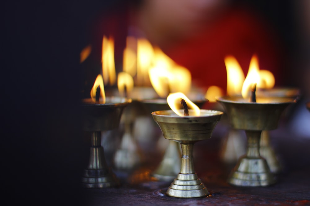 tealight candles burning