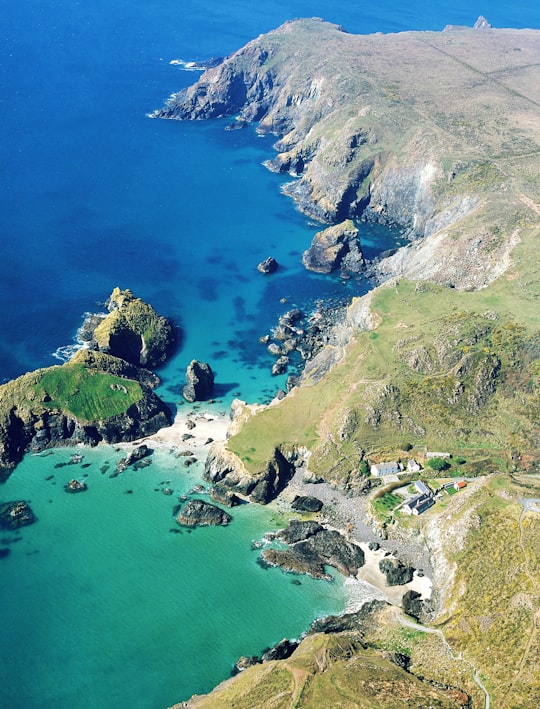 aerial view of mountain in Kynance Cove United Kingdom