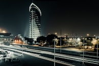 buildings and road lights during nighttime