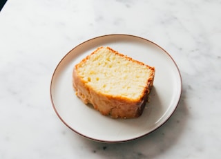 slice of cake on white plate