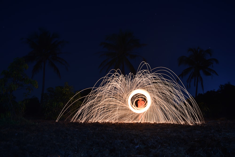 time lapse photography of fire steel dance