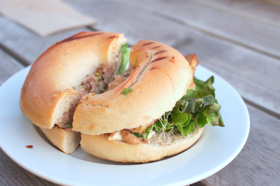 burger on white ceramic plate