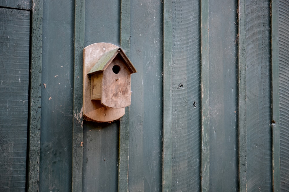 nest box mounted on black wall